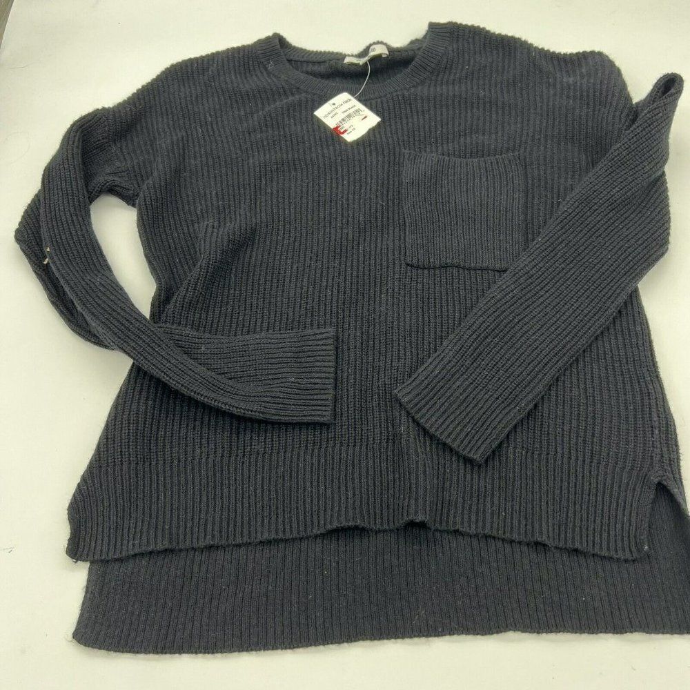 Madewell Thompson Pocket Pullover Sweater Women's XS Black Long Sleeve NWT